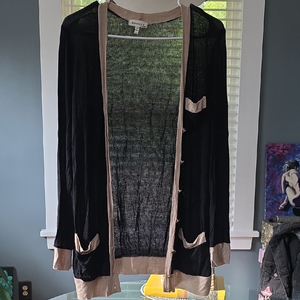Monteau Black and Tan Cardigan